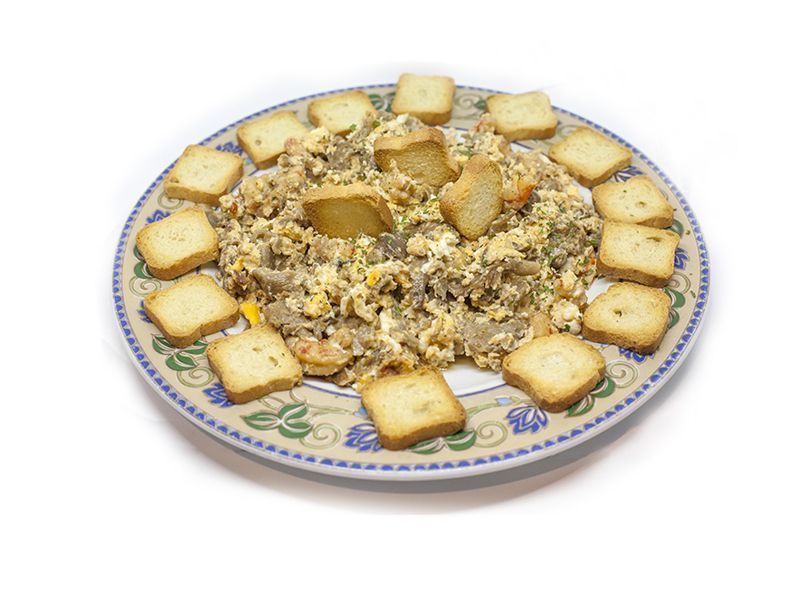 Revuelto de setas y gambas
