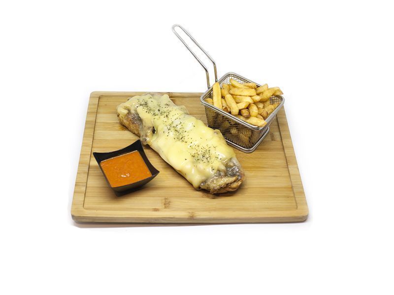 Tosta de setas con queso gratinado